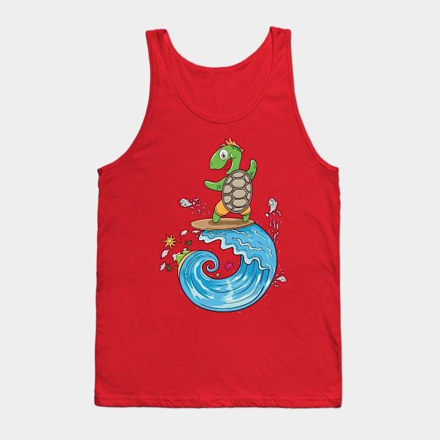 Surfing Turtle Tank Top by ginanperdana